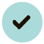 a blue green circle with a black check mark in the center